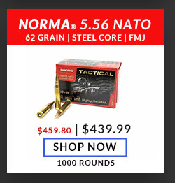 Norma - 5.56x45mm - 62 Grain - SS109 Steel Core - FMJ - 1000 Rounds
