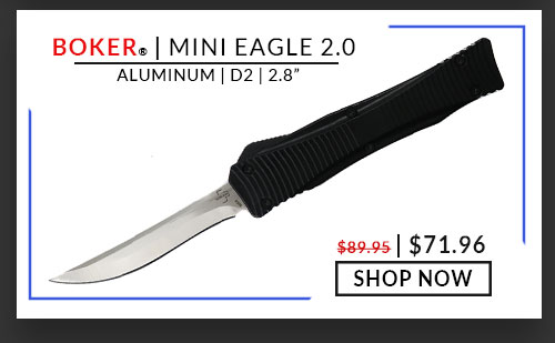 Boker - 06EX246 - Boker Plus  Mini Eagle 2.0 OTF Auto - Two-Tone - Aluminum - D2 - 2.8