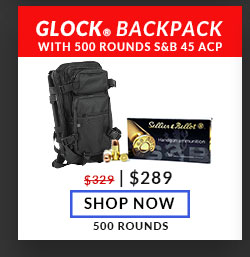 Glock Backpack - Black - with Sellier & Bellot - 45 ACP - 230 Grain - FMJ - 500 Rounds