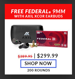 Federal  - 9mm - 115 Grain - FMJ - 200 Rounds - with - AXIL - XCOR - True Wireless Digital - Ear Buds