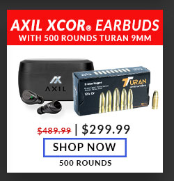 Turan - 9mm - 124 Grain - FMJ - 500 Rounds - with - AXIL - XCOR - True Wireless Digital - Ear Buds
