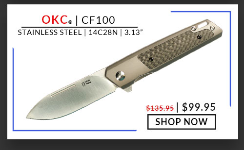 Ontario Knife Company - CF100 - Silver/Black - Stainless Steel/Carbon Fiber - 14C28 - 3.13