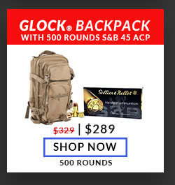 Glock Backpack - Tan - with Sellier & Bellot - 45 ACP - 230 Grain - FMJ - 500 Rounds