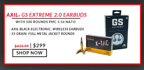 PMC - X-TAC - 5.56x45mm - 55 Grain - FMJBT - 500 Rounds - with - AXIL - Ghost Stryke - Extreme 2.0  Ear Buds - Black