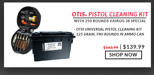 Otis - Universal Pistol - Cleaning Kit with 250 Rounds of Vairog - 38 Special - 125 Grain - FMJ - with Ammo Can