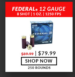 Federal - Top Gun Sporting - 12 Gauge - #8 Shot - 2-3/4” - 1 oz. - 1250 FPS - 250 Rounds