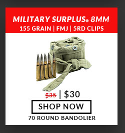Military Surplus - Turkish - 8mm Mauser - 155 Grain - FMJ - 5rd Clips - 70 Round Bandoliers