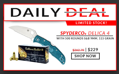 Spyderco - Delica 4 Lightweight - Blue FRN- Plus-500 Rounds-Sellier & Bellot-9mm-115 Grain