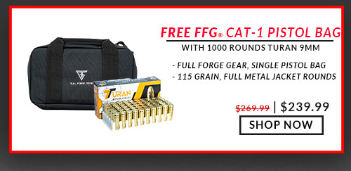 Full Forge Gear - Cat - 1 - Single Pistol Bag - Black - Turan - 9mm -  Range and Practice - 115 Grain - FMJ
