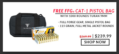 Full Forge Gear - Cat - 1 - Single Pistol Bag - Black - Turan - 9mm -  Range and Practice - 115 Grain - FMJ