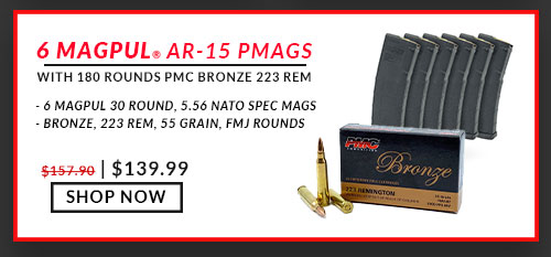 6 Magpul PMAGS - PMC - Bronze - 223 Rem - 55 Grain - FMJ - 180 Rounds