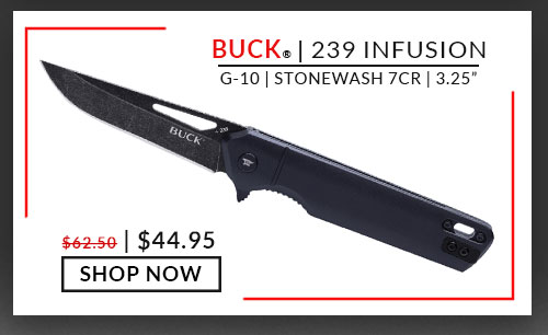 Buck - 239 Infusion - Black - G-10 - Black Stonewash - 7Cr - 3.25