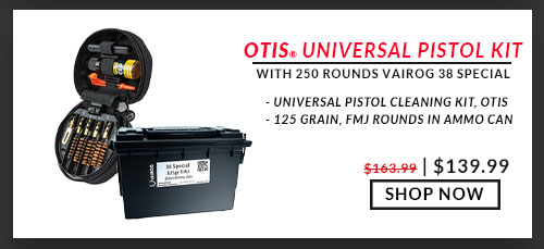 Otis - Universal Pistol - Cleaning Kit with 250 Rounds of Vairog - 38 Special - 125 Grain - FMJ - with Ammo Can