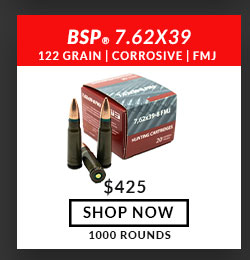 BSP - 7.62x39 - 122 Grain - FMJ - 1000 Rounds - Corrosive