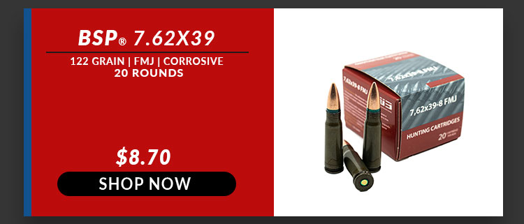 BSP - 7.62x39 - 122 Grain - FMJ - 20 Rounds - Corrosive