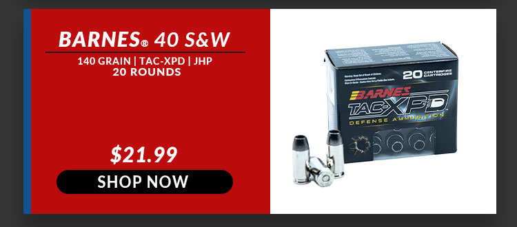 Barnes - 40 S&W - 140 Grain - TAC-XPD - JHP - 20 Rounds
