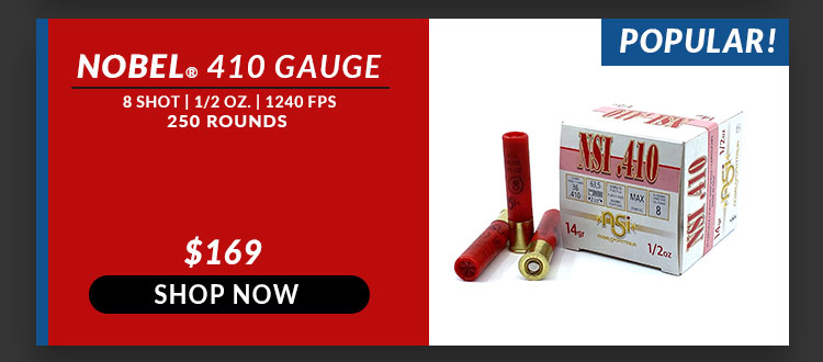 Nobel Sport - 410 Gauge - #8 Shot - 1/2 oz. - 1240 FPS - 250 Rounds