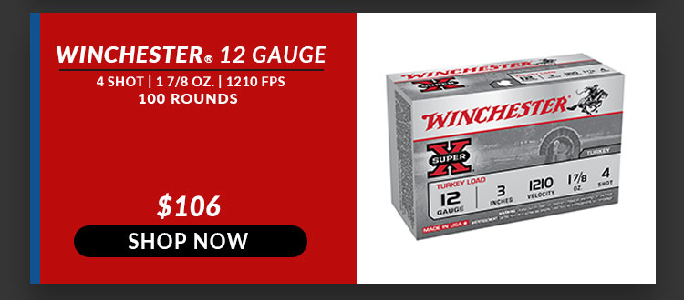 Winchester - Super X - 12 Gauge - #4 Shot - 3'' - 1 7/8 oz - 1210 FPS - 100 Rounds