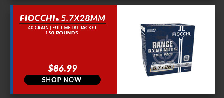 Fiocchi - Range Dynamics - 5.7x28mm - 40 Grain - FMJ - 150 Rounds Bulk Pack