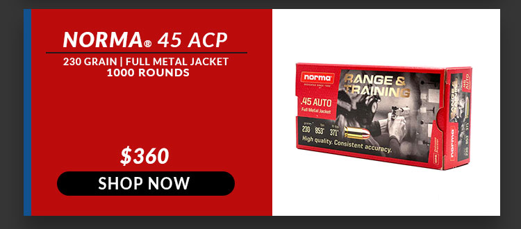 Norma - 45 ACP - 230 Grain - FMJ - 1000 Rounds