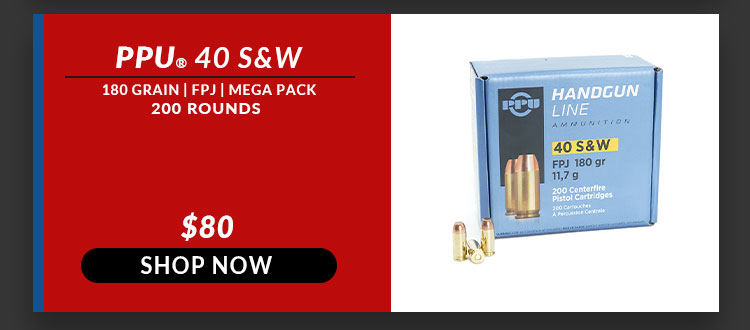 Prvi Partizan (PPU) - 40 S&W - 180 Grain - FPJ - Mega Pack - 200 Rounds