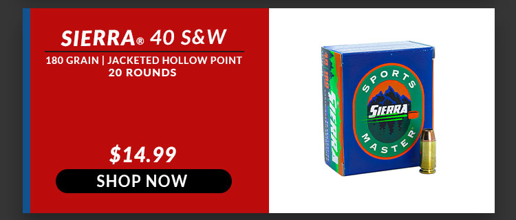 Sierra - Sportsmaster - 40 S&W - 180 Grain - JHP - 20 Rounds