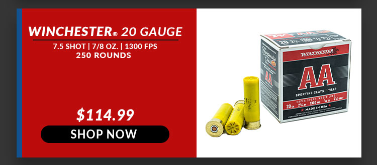 Winchester - AA - 20 Gauge - #7.5 Shot - 2-3/4'' - 7/8 oz. - 1300 FPS - 250 Rounds