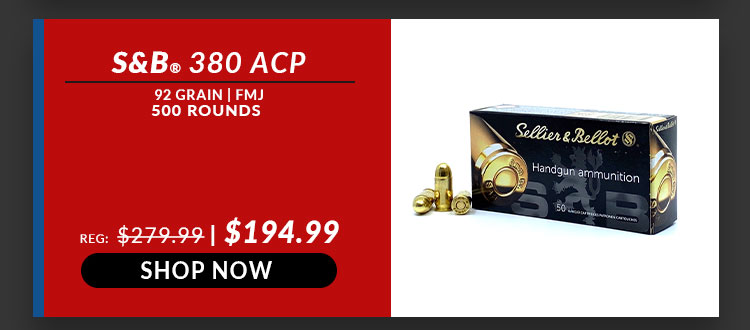 Sellier & Bellot - 380 Auto - 92 Grain - FMJ - 500 Rounds