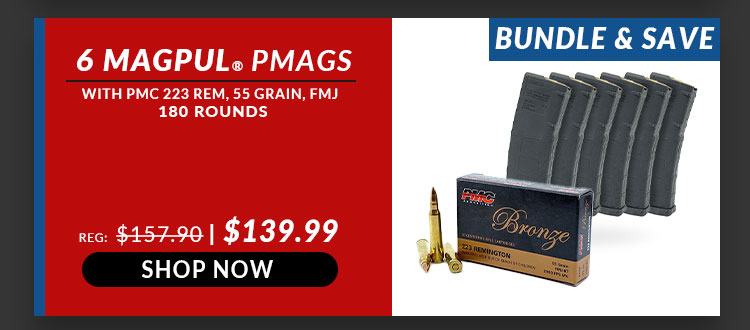 6 Magpul PMAGS - PMC - Bronze - 223 Rem - 55 Grain - FMJ - 180 Rounds