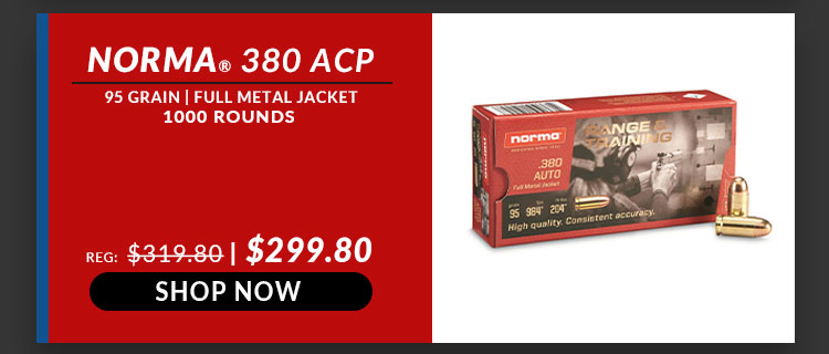 Norma - 380 Auto - 95 Grain - FMJ - 1000 Rounds