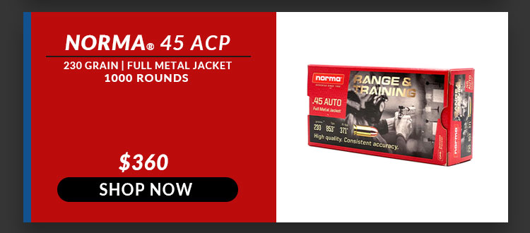 Norma - 45 ACP - 230 Grain - FMJ - 1000 Rounds