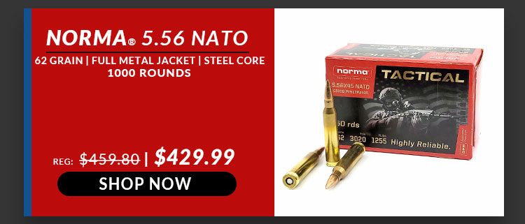 Norma - 5.56x45mm - 62 Grain - SS109 Steel Core - FMJ - 1000 Rounds