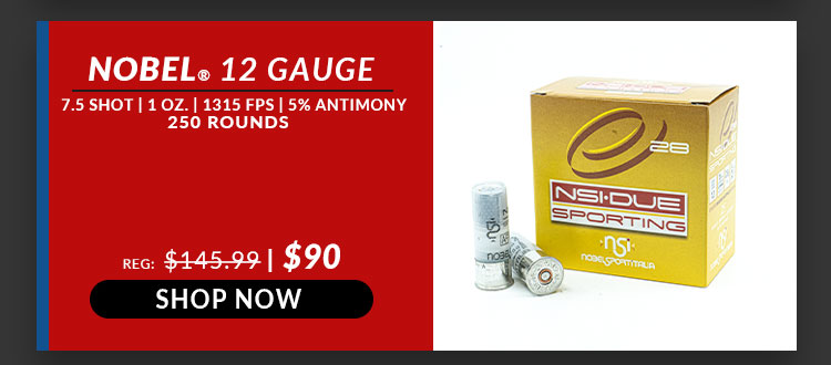 Nobel Sport - Due Sporting - 12 Gauge - #7.5 Shot - 1 oz. - 1315 FPS - 5% Antimony - 250 Rounds