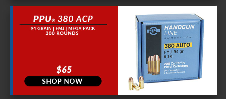 Prvi Partizan (PPU) – 380 Auto – 94 Grain – FMJ – Mega Pack – 200 Rounds