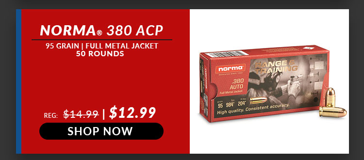 Norma - 380 Auto - 95 Grain - FMJ - 50 Rounds