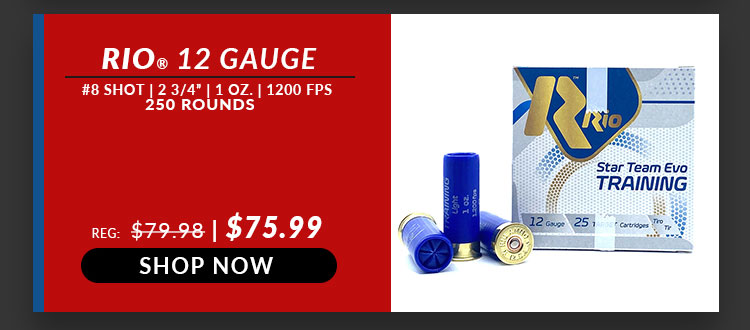 Rio – Star Team Training 28 Light – 12 Gauge – #8 Shot – 2-3/4” – 1oz. – 1200 FPS – 250 Rounds