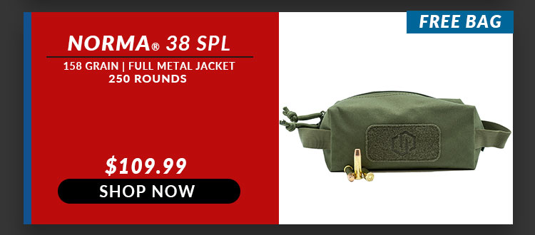 FREE Savior Bag OD Green with Norma - 38 Special - 158 Grain - FMJ - 250 Rounds BULK