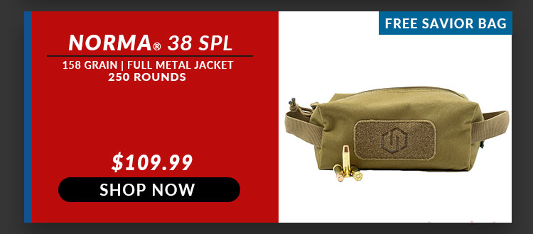 FREE Savior Bag  Tan with Norma - 38 Special - 158 Grain - FMJ - 250 Rounds BULK
