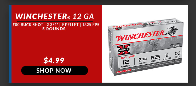 Winchester - SUPER X - 12 Gauge - #00 Buck Shot - 2-3/4'' - 9 pellets - 1325 FPS - 5 Rounds