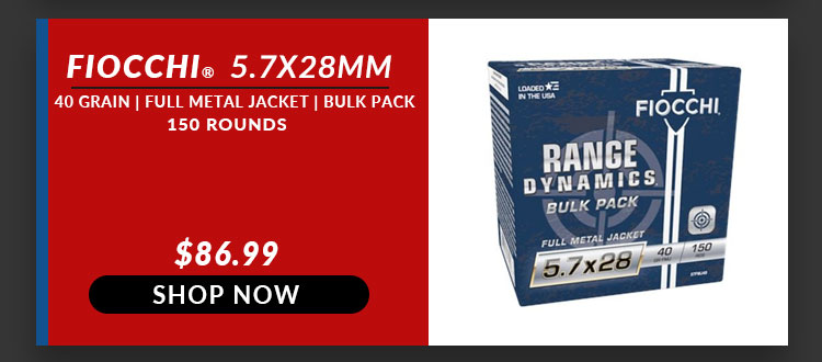 Fiocchi - Range Dynamics - 5.7x28mm - 40 Grain - FMJ - 150 Rounds Bulk Pack