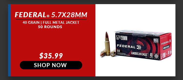 Federal – 5.7x28mm – 40 Grain – FMJ – 50 Rounds