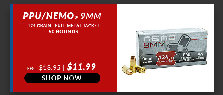 PPU – NEMO – 9mm – 124 Grain – FMJ – 50 Rounds