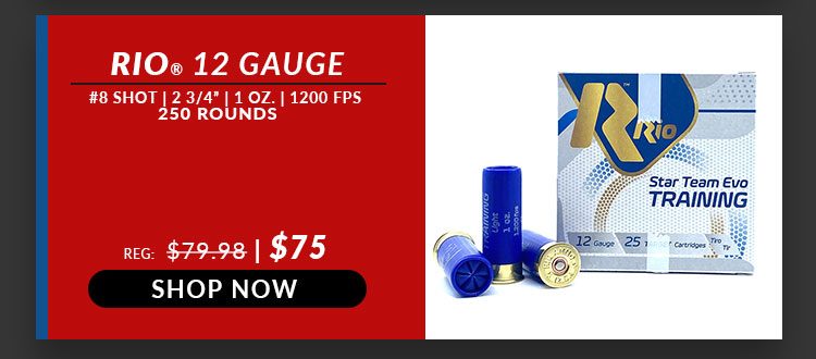 Rio – Star Team Training 28 Light – 12 Gauge – #8 Shot – 2-3/4” – 1oz. – 1200 FPS – 250 Rounds