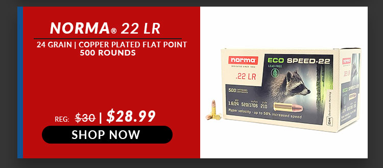 Norma – ECO Speed Lead-Free – 22 Long Rifle – 24 Grain – CPFN – 500 Rounds