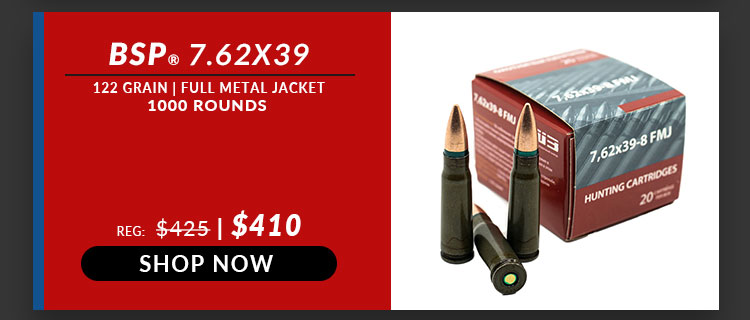 BSP – 7.62×39 – 122 Grain – FMJ – 1000 Rounds – Corrosive