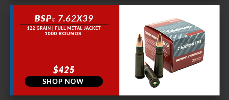 BSP – 7.62×39 – 122 Grain – FMJ – 1000 Rounds – Corrosive