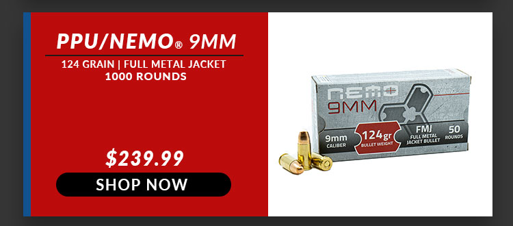 PPU – NEMO – 9mm – 124 Grain – FMJ – 1000 Rounds