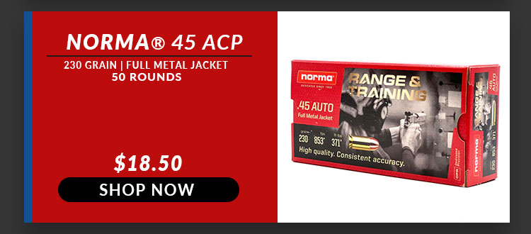 Norma – 45 ACP – 230 Grain – FMJ – 50 Rounds