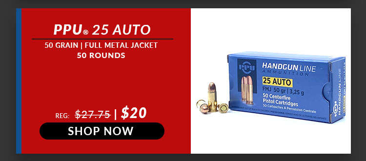 Prvi Partizan (PPU) – 25 Auto – 50 Grain – FMJ – 50 Rounds