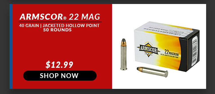 Armscor – 22 Magnum – 40 Grain – JHP Nickel – 50 Rounds